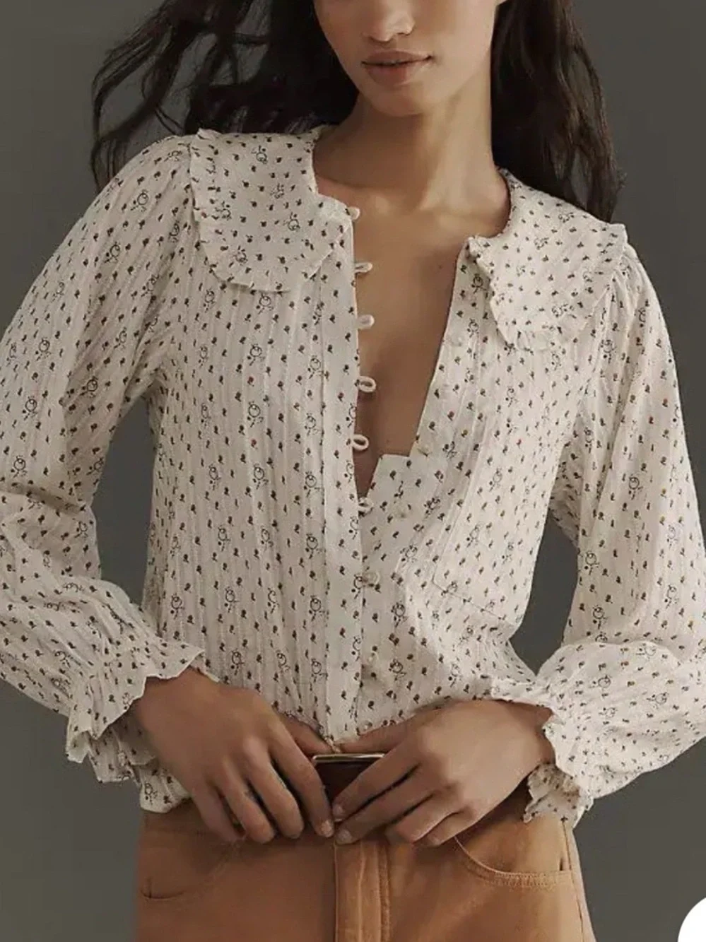 Anthropologie Pilcro Keira Collared
Blouse Large Ivory Button Front Long
Sleeve - Picture 2 of 2